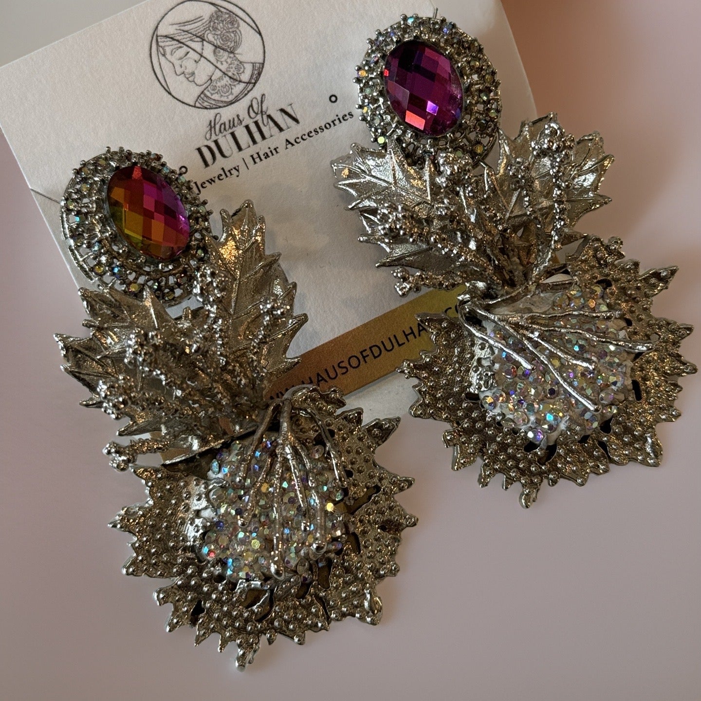 Riya Pink & Iridescent Crush Earrings