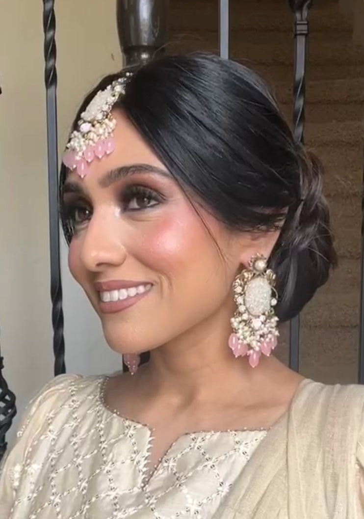 Leah Pink Crush Teeka and Earring Set