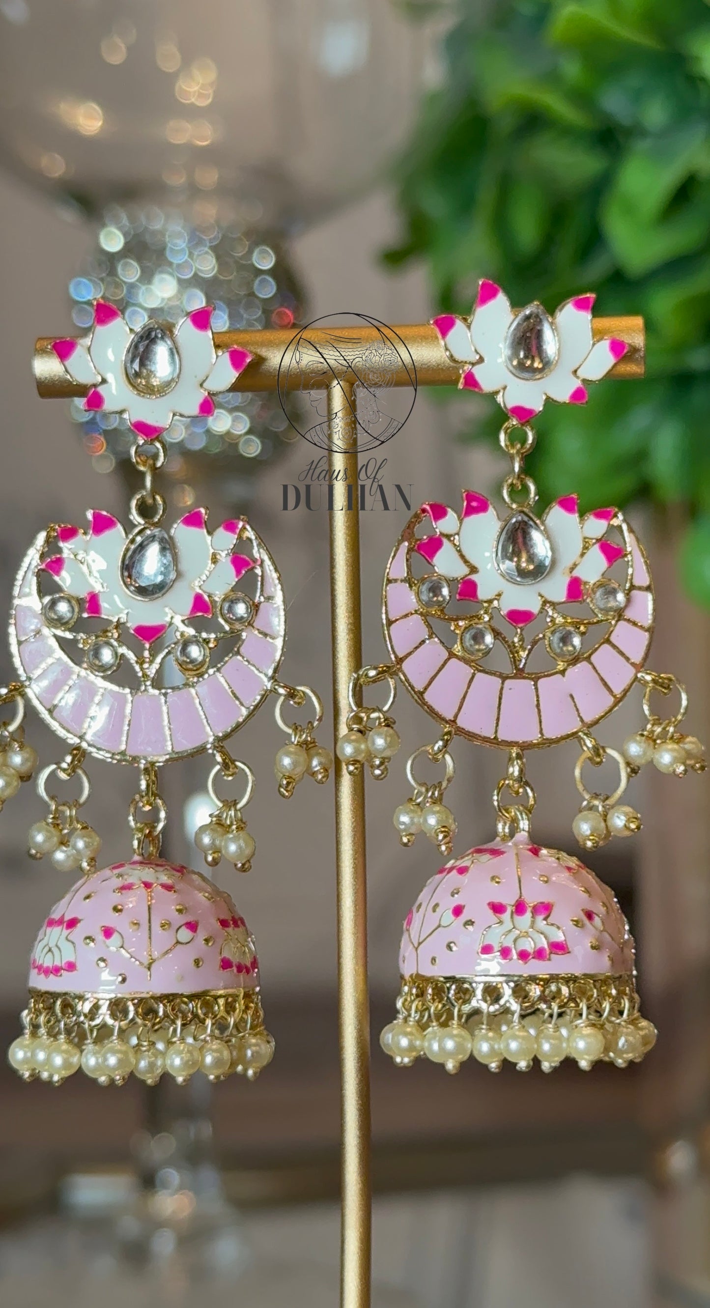 Sonam Pink Chaandbali-Jhumka