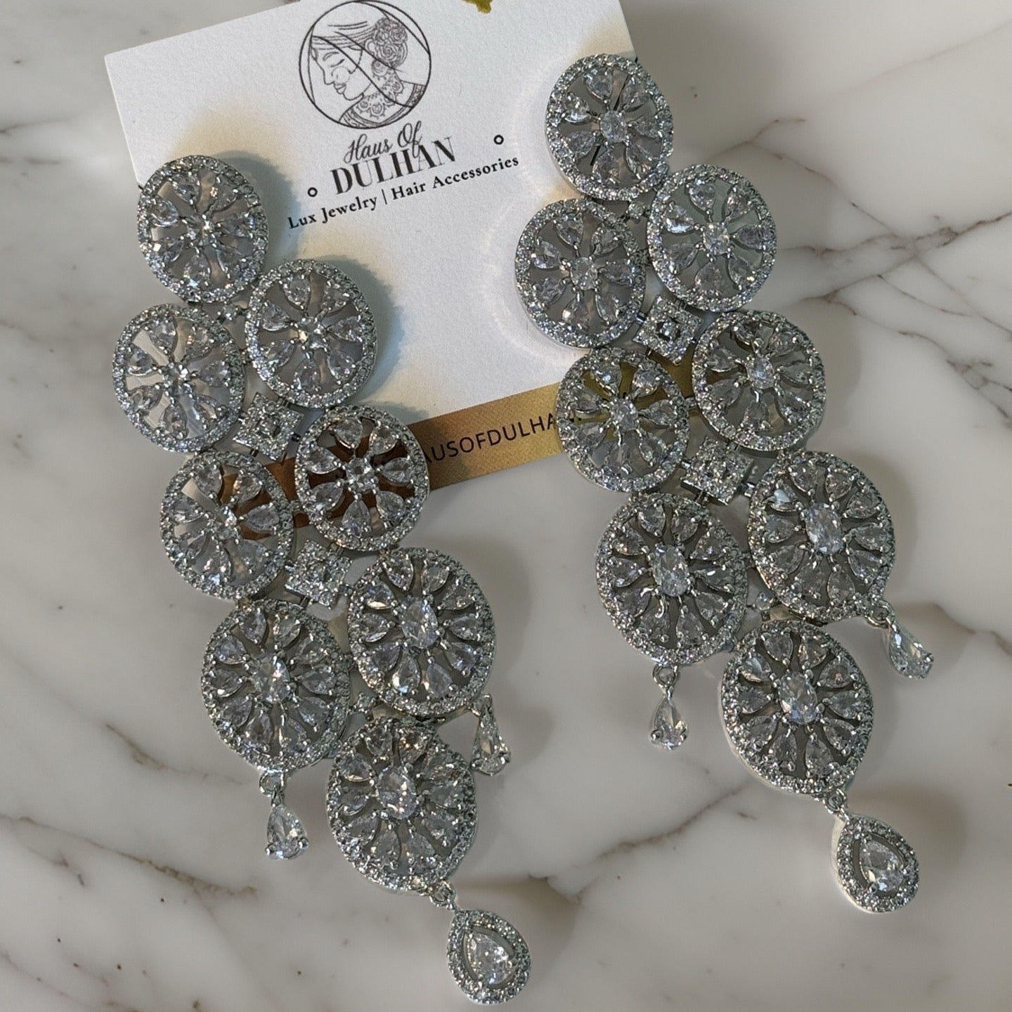 Mehak Silver Diamonte Earrings