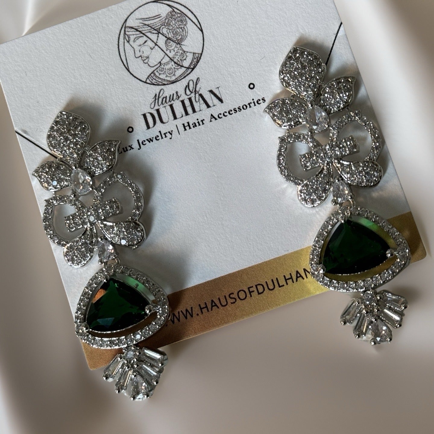 Meera Diamonte & Green earrings