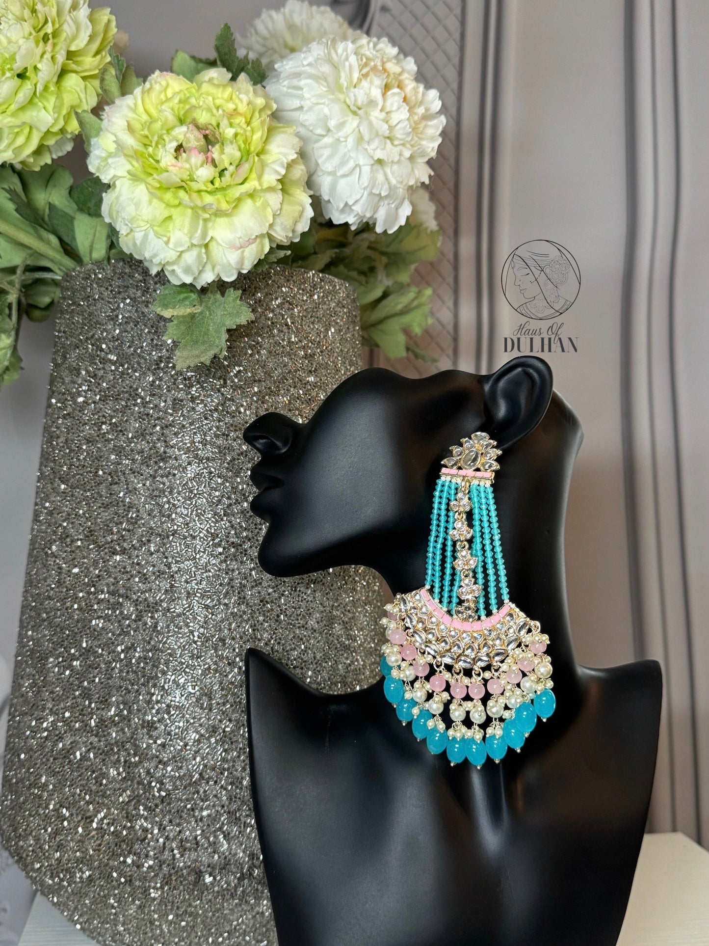 Seher statement Turquoise & Pink Earrings