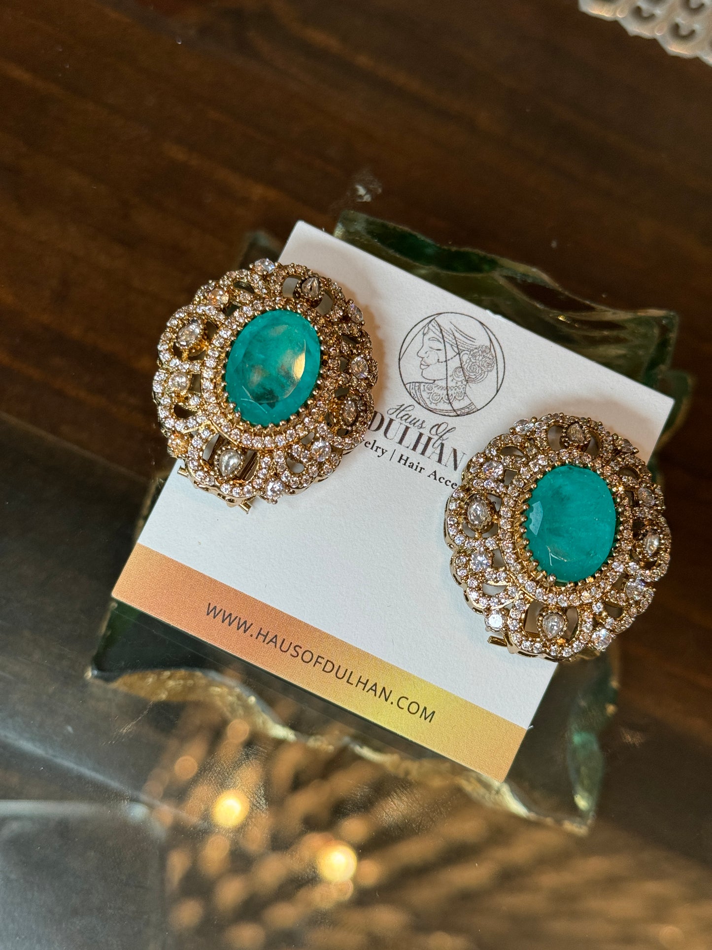 Aqua Doublet Stone Earrings