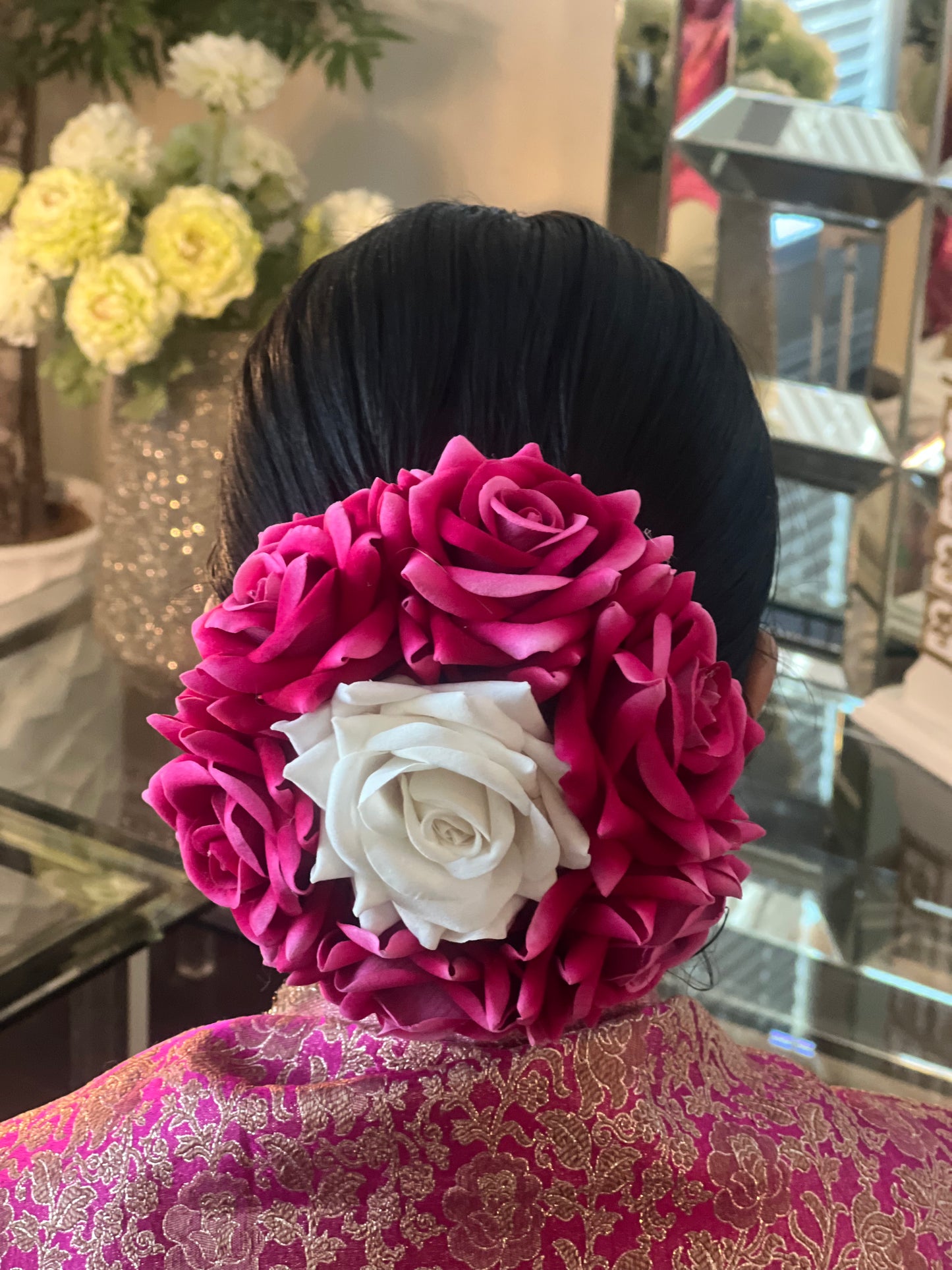 Pink and White Rose Bun