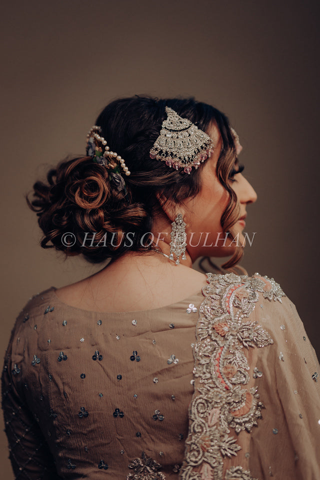 Meera- PEARL/silver and gold hair piece