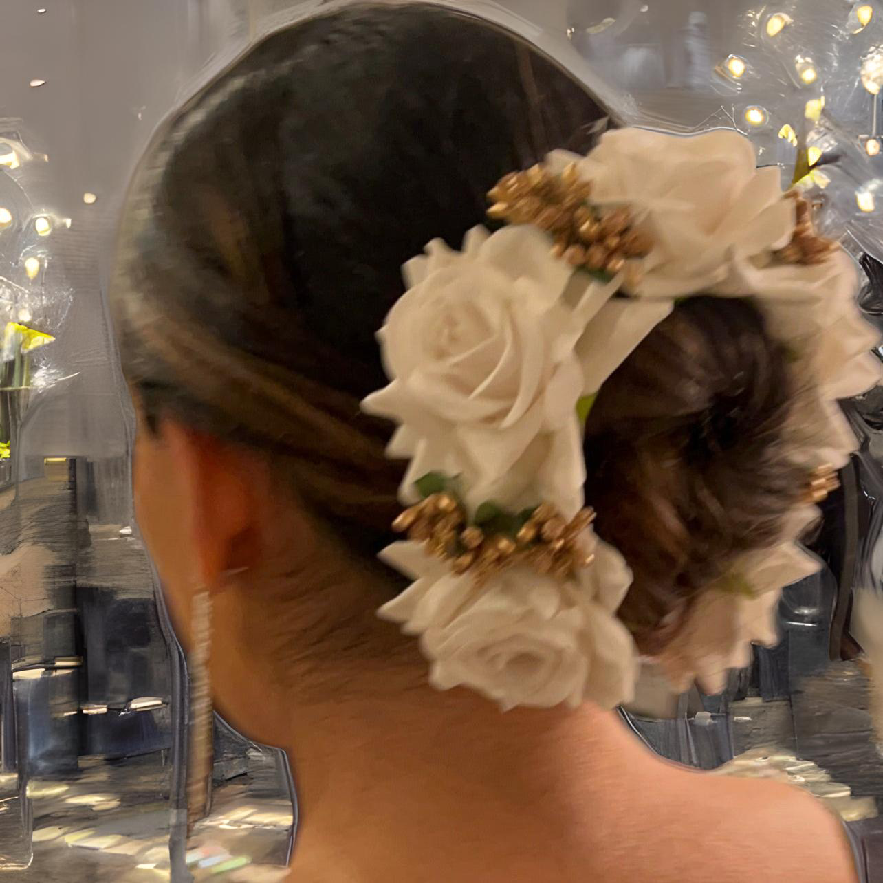 Camila- White Rose with Gold Accent Wrap with string