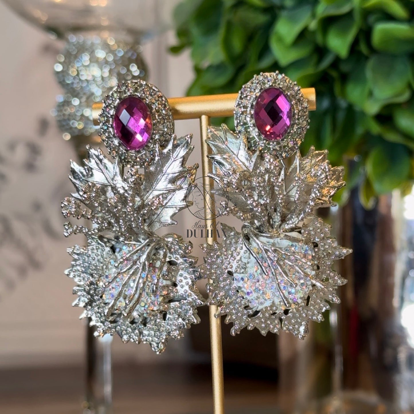 Riya Pink & Iridescent Crush Earrings