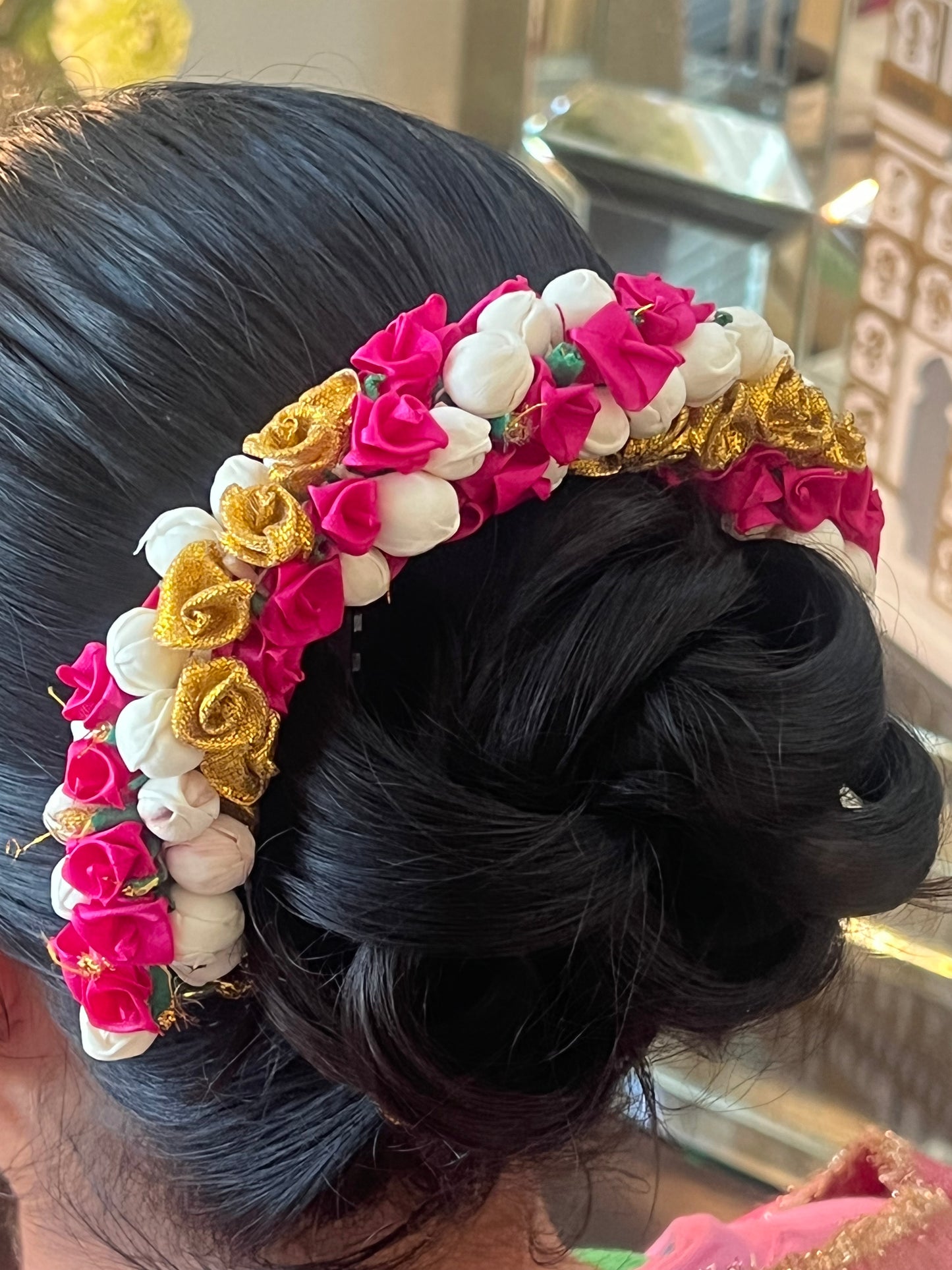 Pink and Gold Gajra Wrap